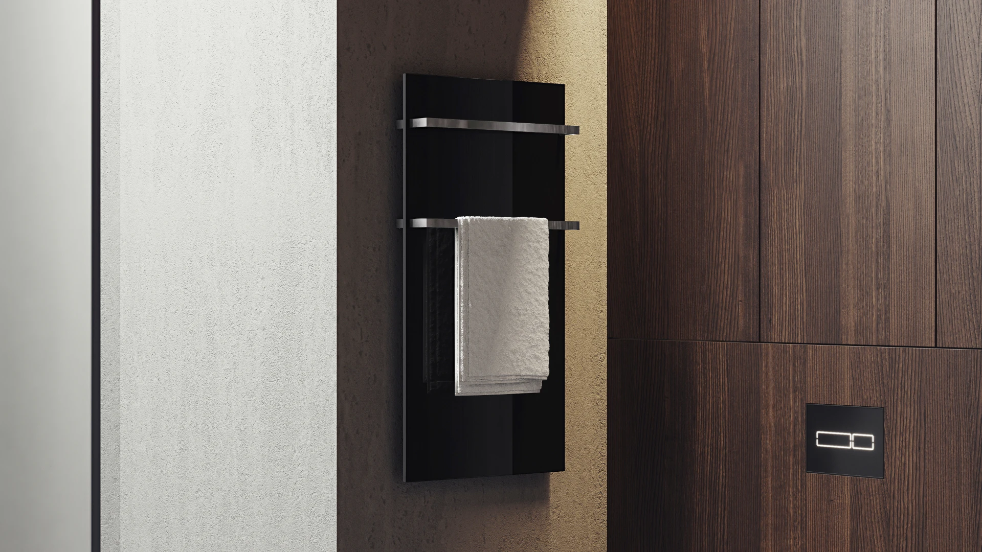 Interior con toallero negro